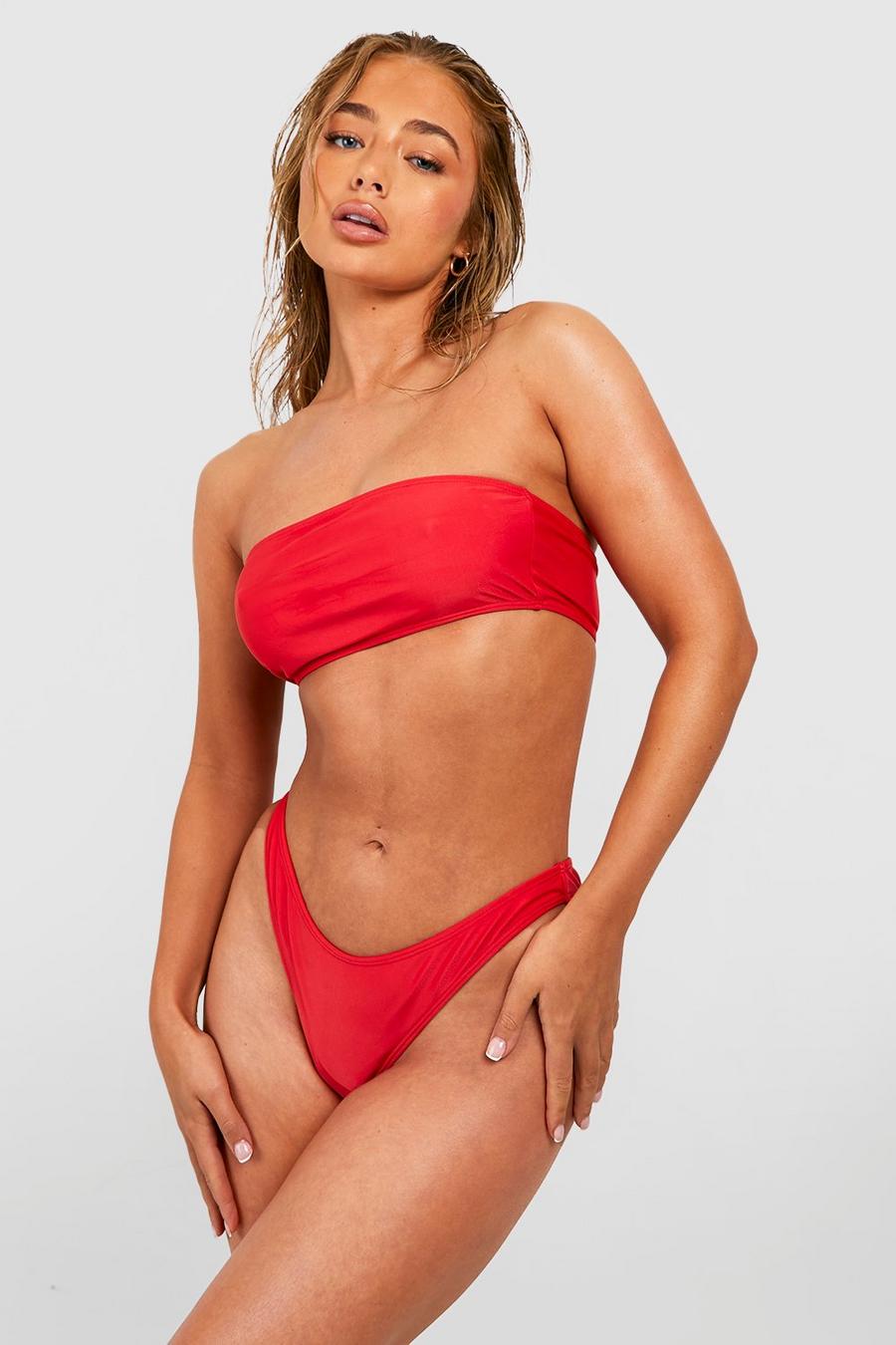 Top de bikini style bandeau effet tube, Red image number 1