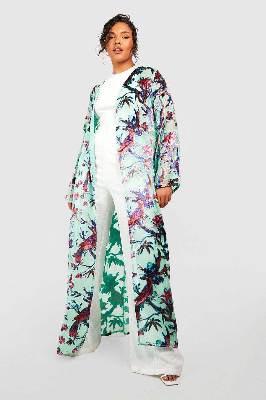 Plus Maxi Kimono, Light green