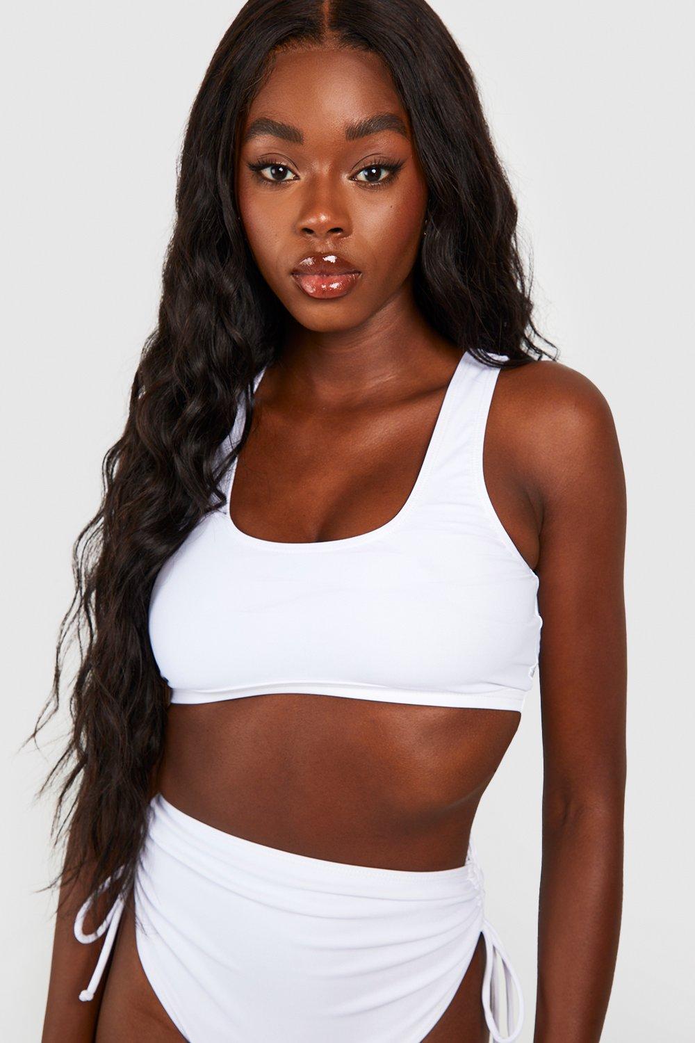 White scoop store neck bikini