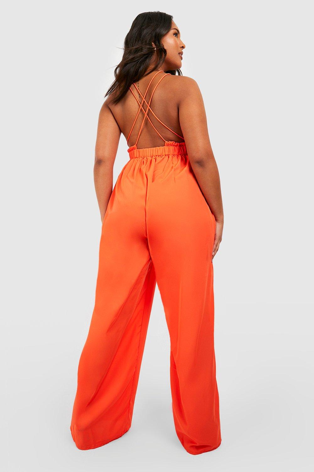 Orange plus size jumpsuit on sale