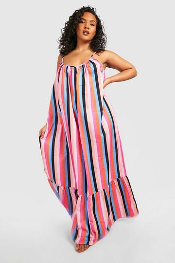 Plus Stripe Drop Hem Maxi Dress orange