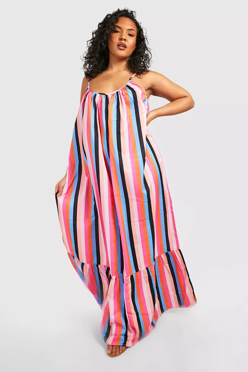Striped cotton maxi dress sales