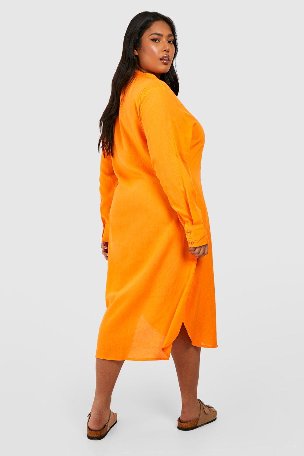 Plus size store midi shirt dress