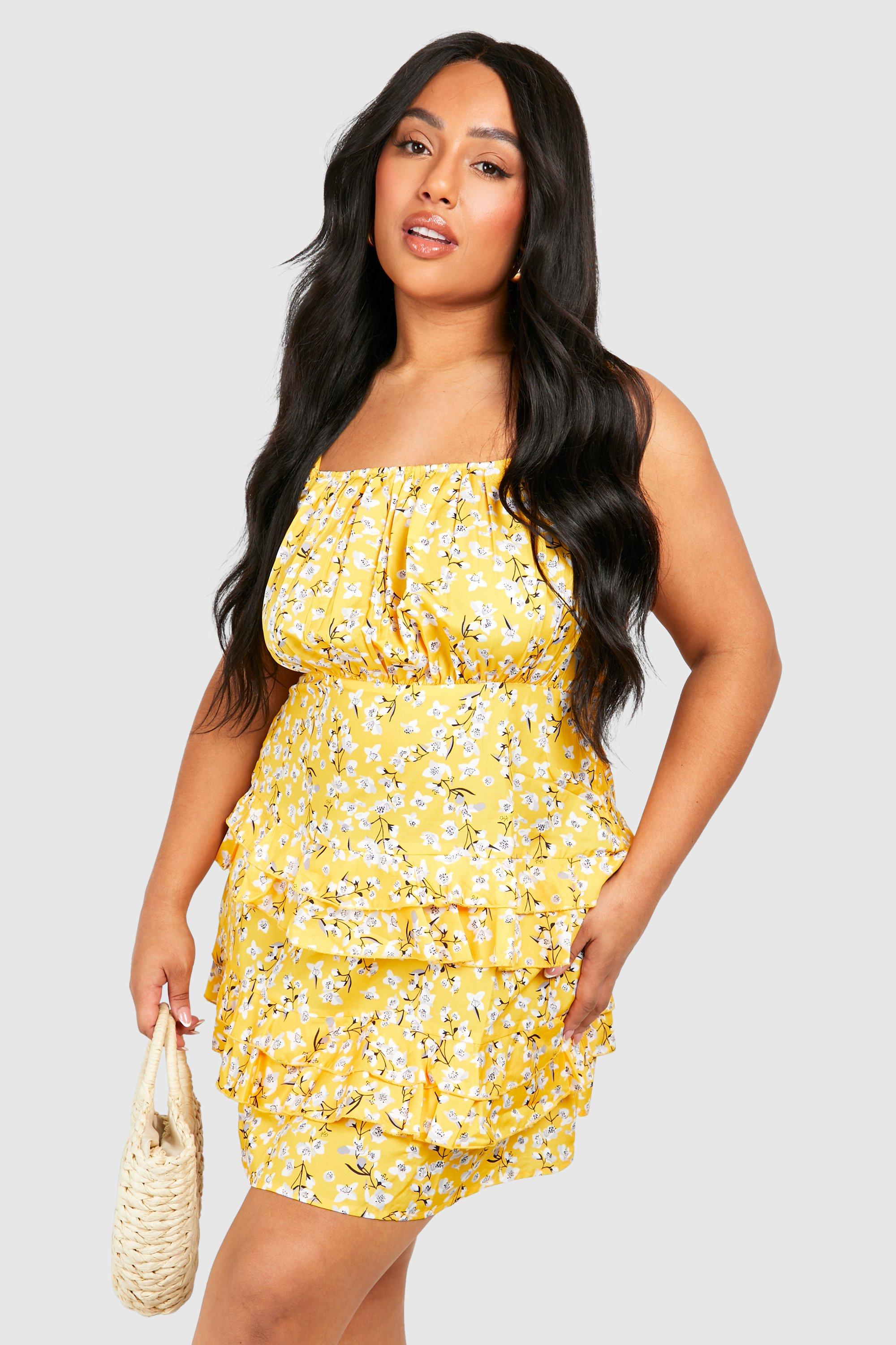 Bright yellow shop plus size dress