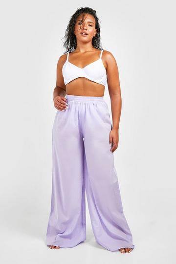 Lilac Purple Plus Cotton Beach Trousers