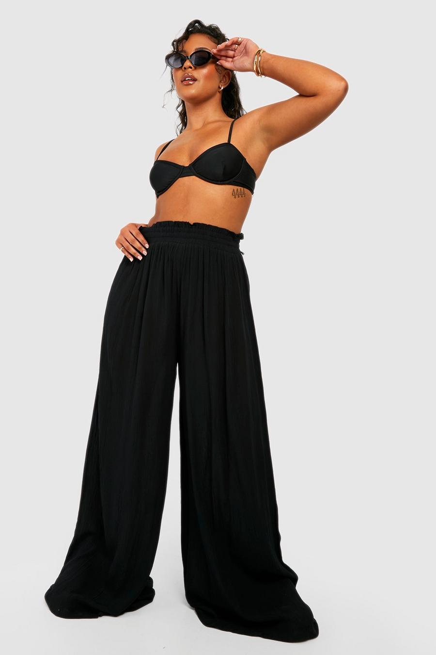 Black Plus Cheesecloth Beach Pants image number 1