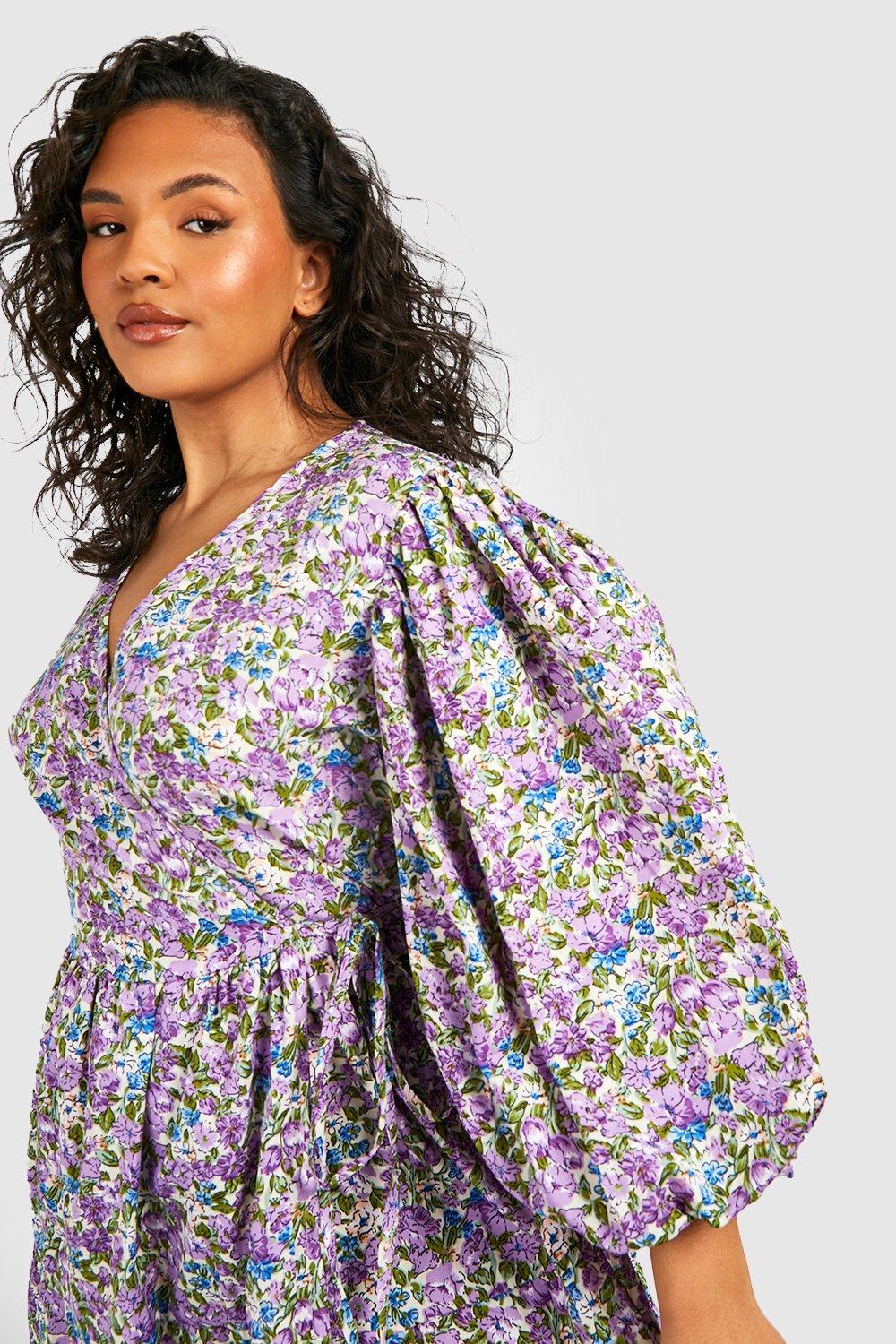 Boohoo plus floral dress best sale