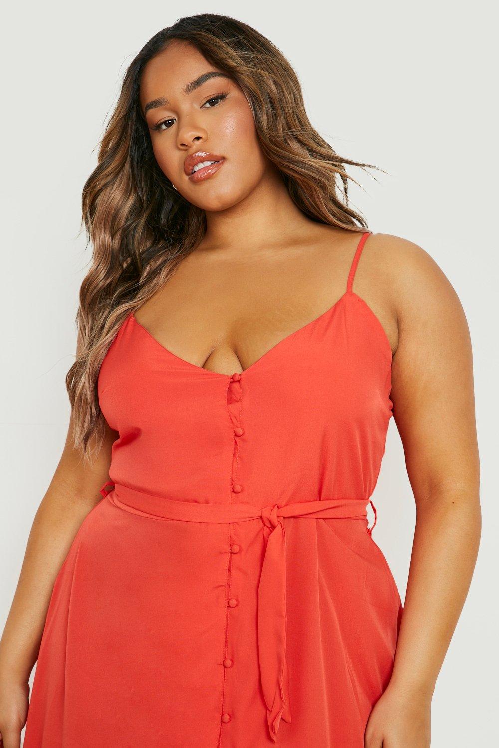 Boohoo red frill outlet dress