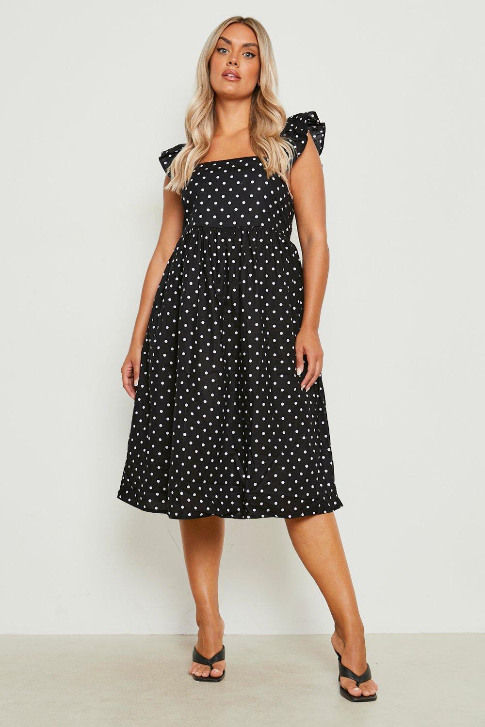 Polka Dots Dress, Cotton Clothing for Women, Plus Size Dress, A