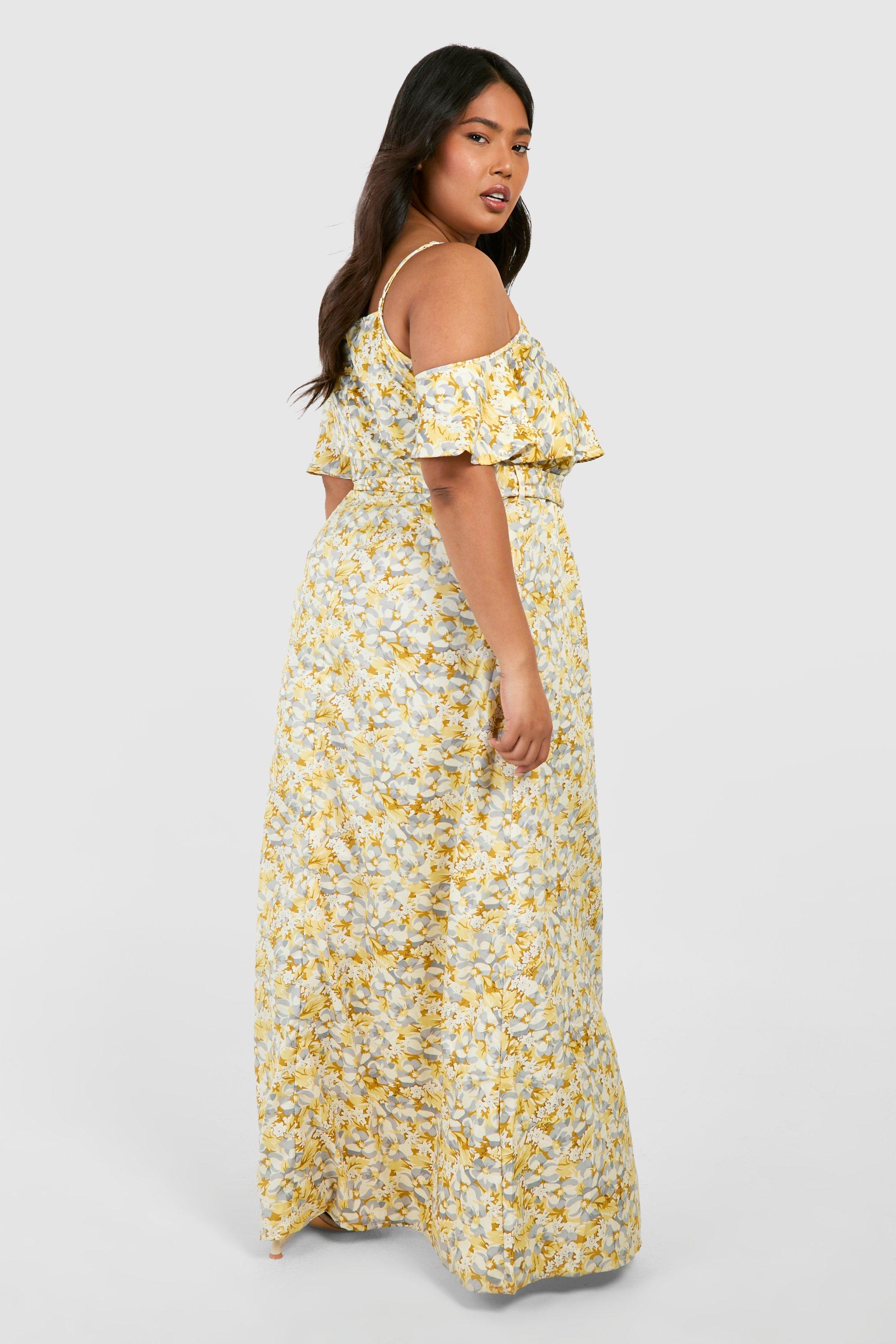 Cold shoulder floral maxi hot sale dress