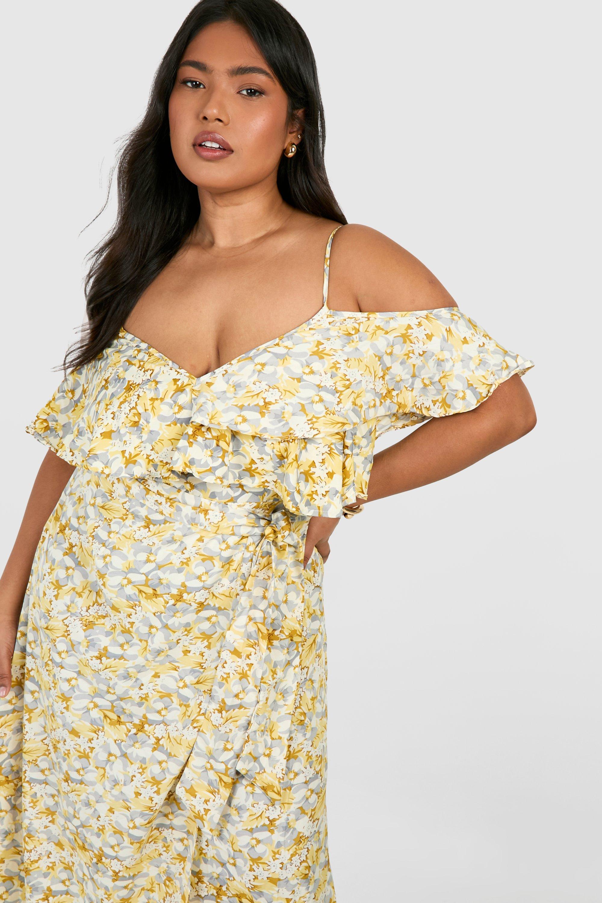 Plus Woven Floral Cold Shoulder Maxi Dress | boohoo USA