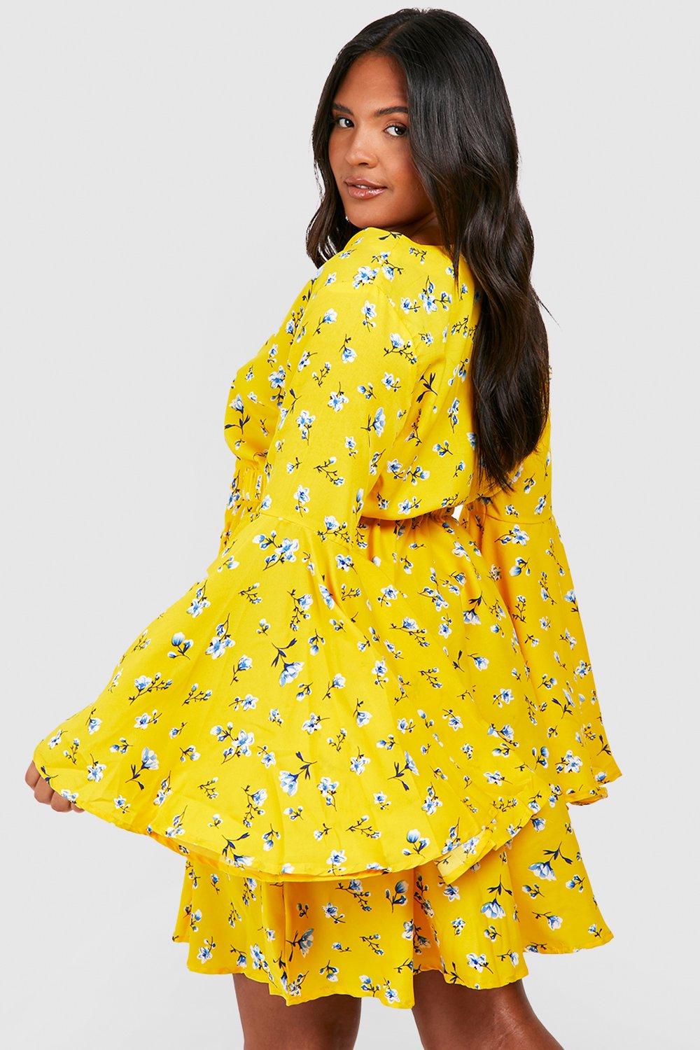 Boohoo yellow hotsell floral dress