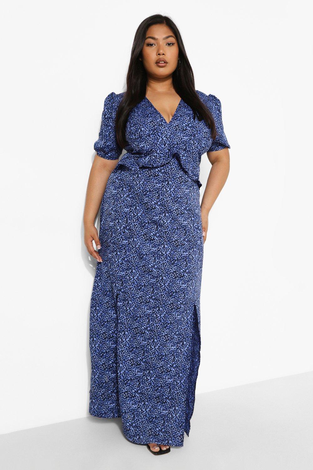 Navy blue plus size cheap maxi dress