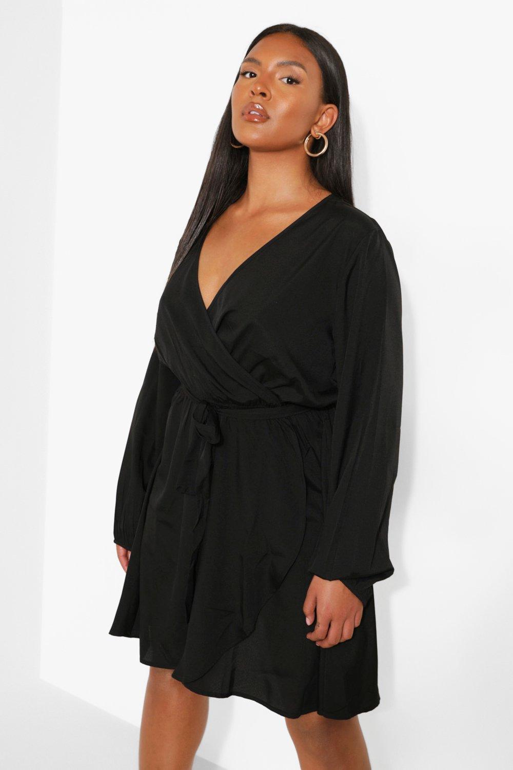 Boohoo wrap dress outlet plus