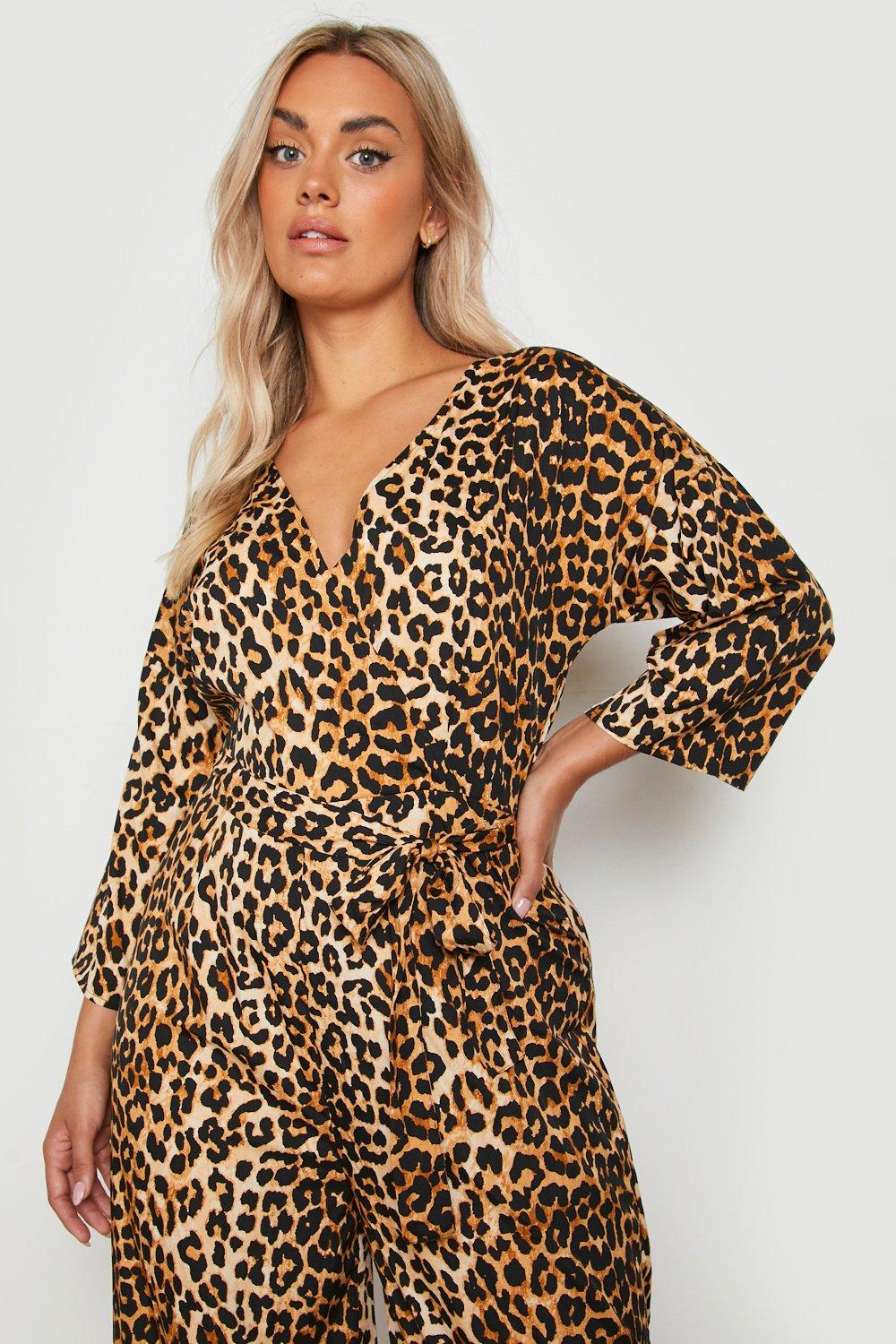 Grande taille Combinaison leopard nouee