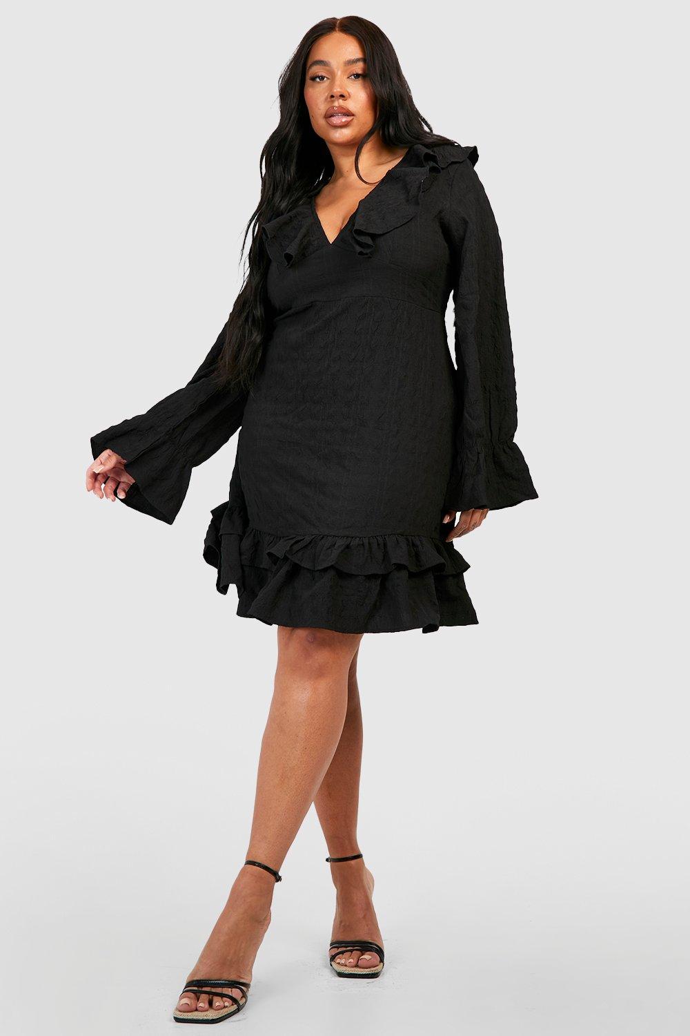 Black frill skater clearance dress