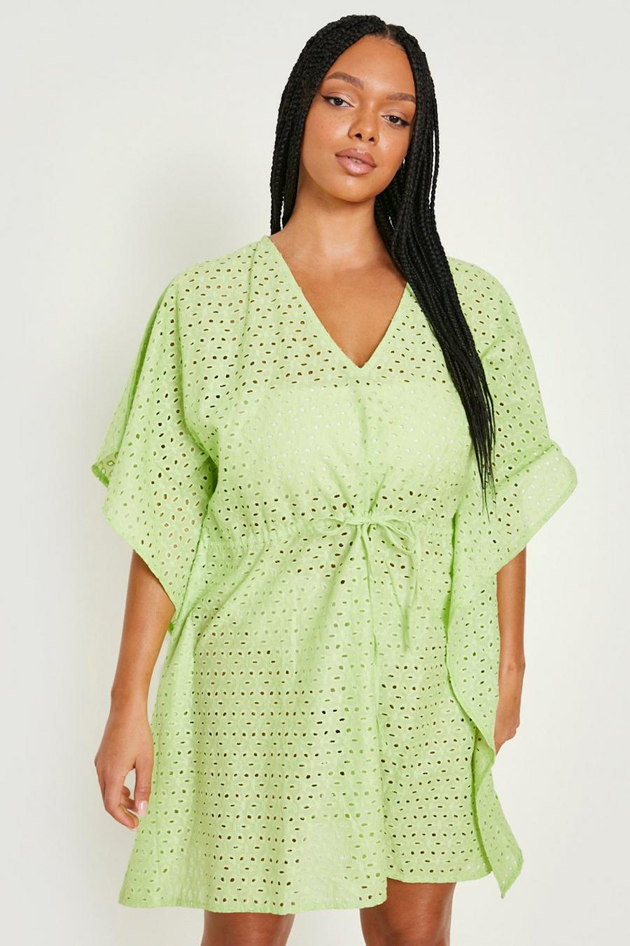 Lime Plus Broderie Anglaise Kaftan Met Touwtjes image number 1