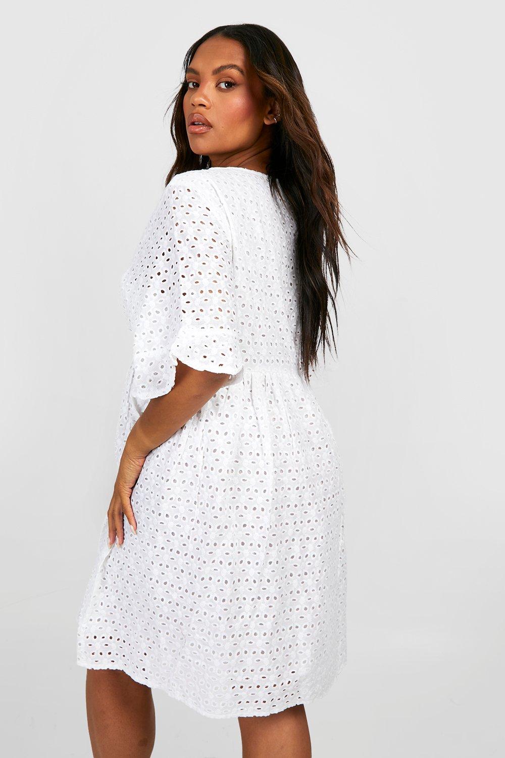 Plus size white deals smock dress