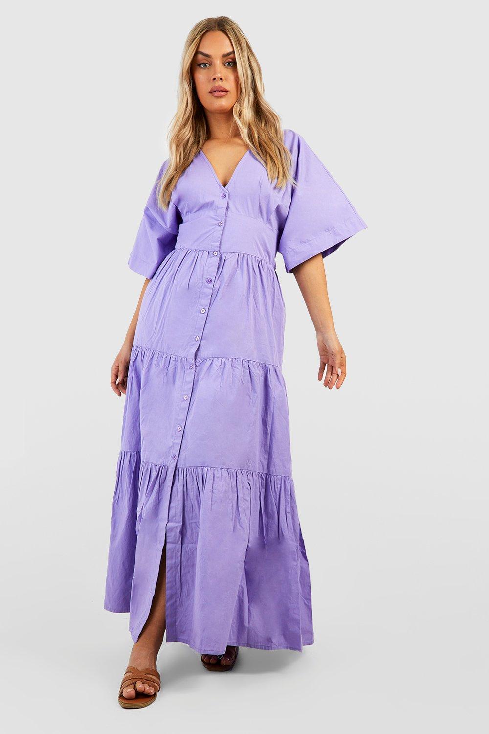 Plus Poplin Button Through Maxi Dress