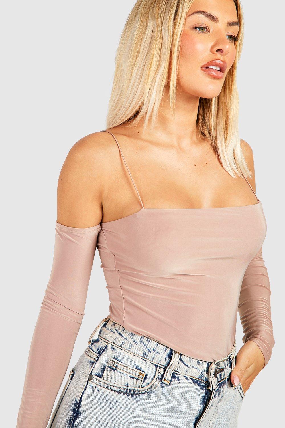 Strapless long sale sleeve top