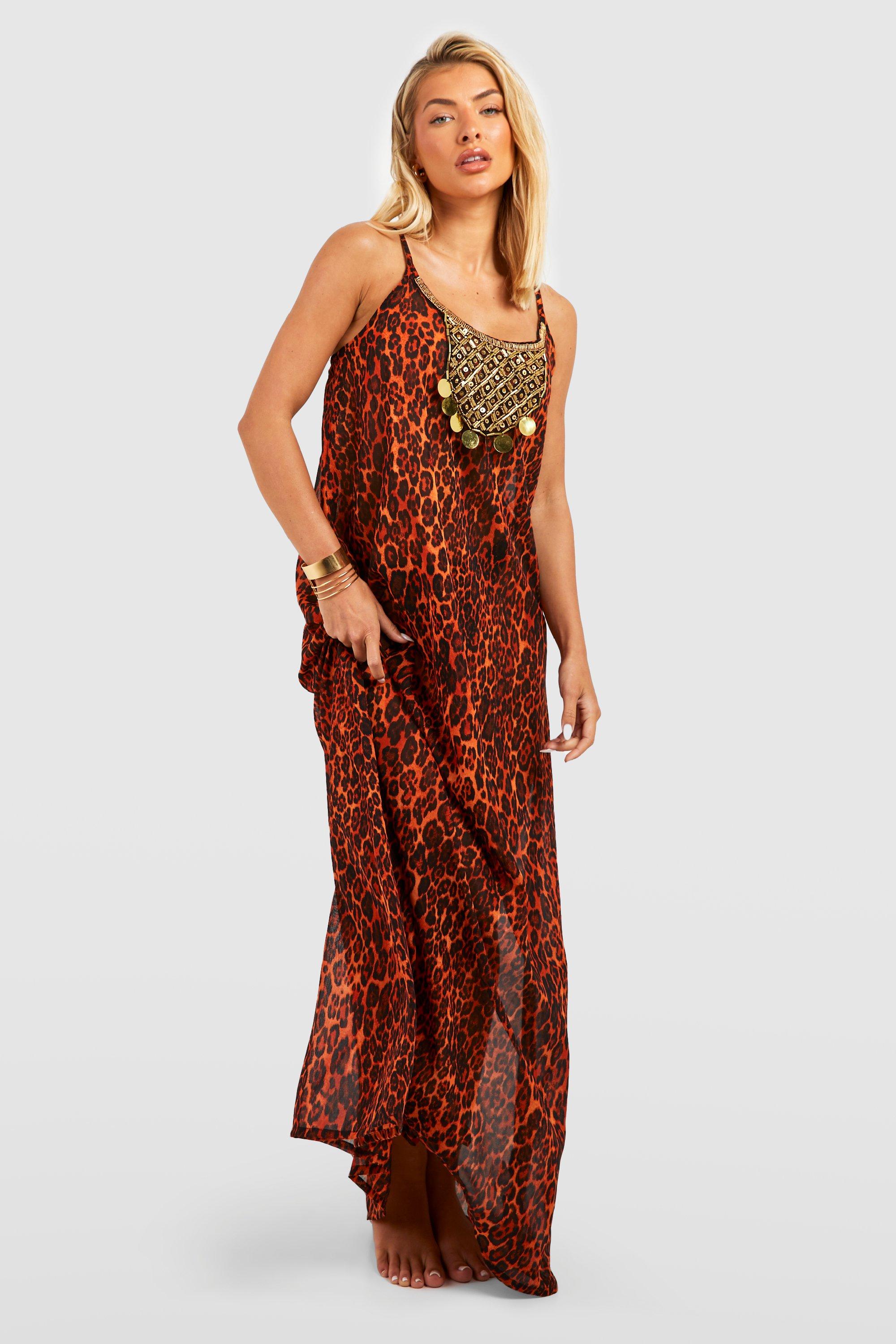 Leopard print maxi dress on sale boohoo