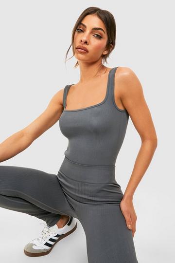 Premium Seamless Contour Ribbed Sculpt Leggings charcoal