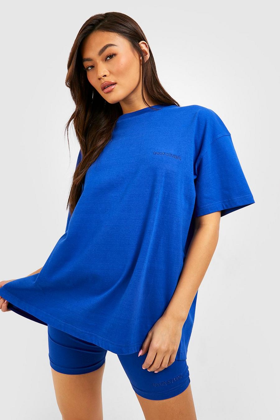 Cobalt Oversized T-Shirt And Cycling Short Set image number 1