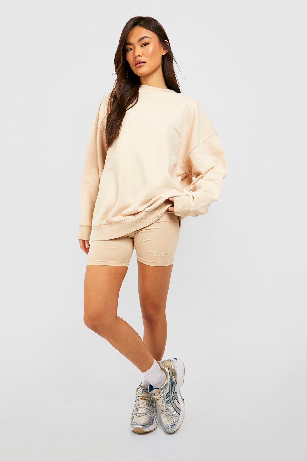 Biker shorts outlet with oversized sweater