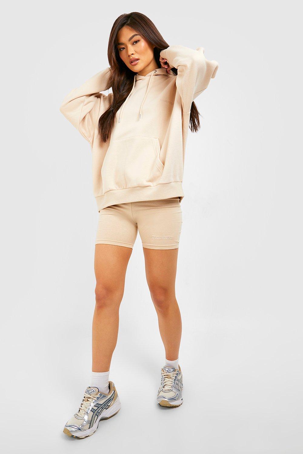 Oversized hoodie and biker shorts on sale