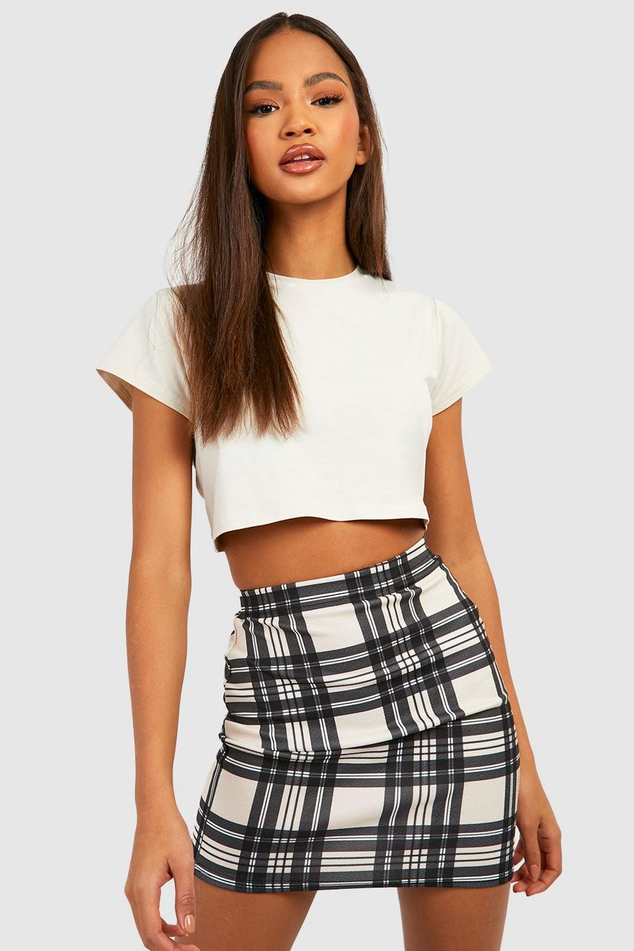 Stone Flannel Print High Waisted Mini Skirt image number 1