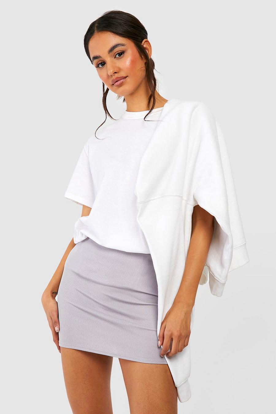 Grey Basic Ribbed Micro Mini Skirt