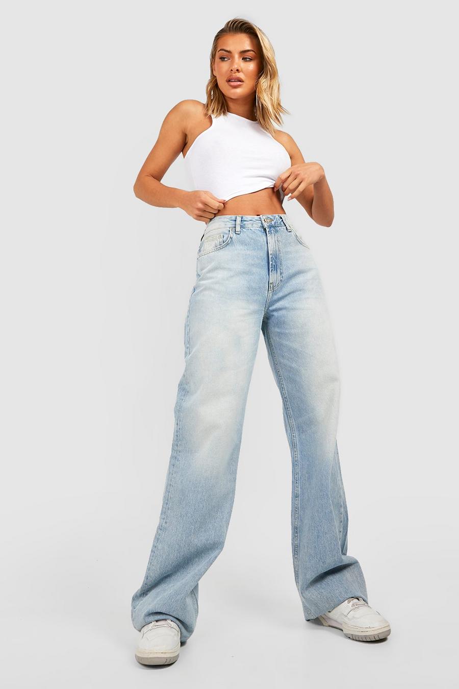 Light blue High Waisted Wide Width Jeans image number 1