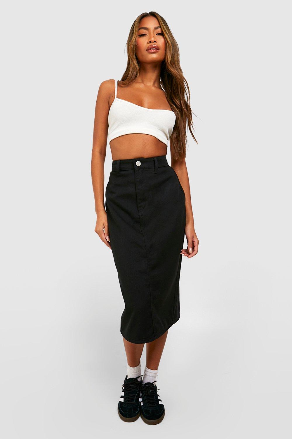 Denim midi skirt boohoo sale