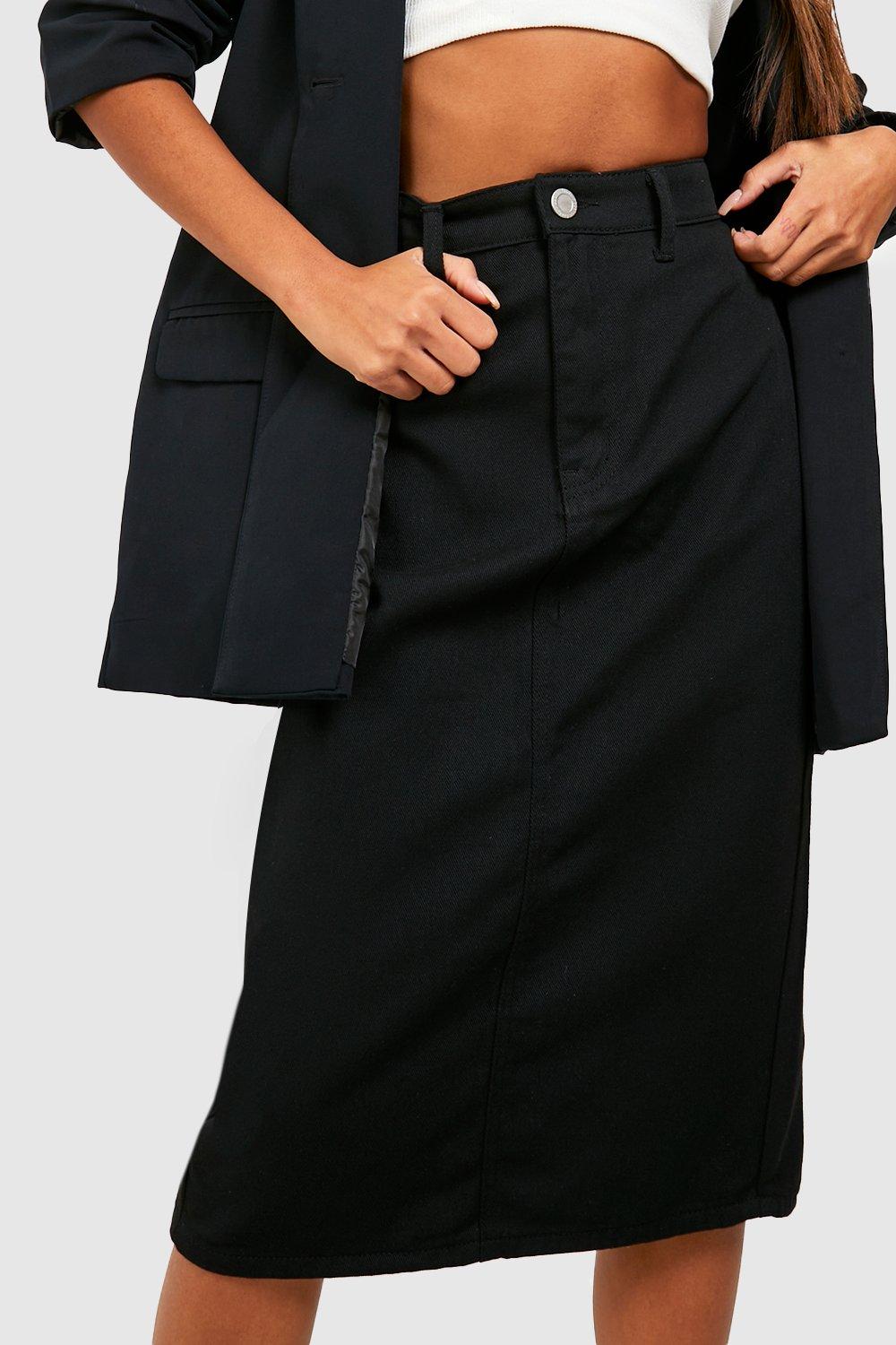 Denim midi skirt outlet boohoo