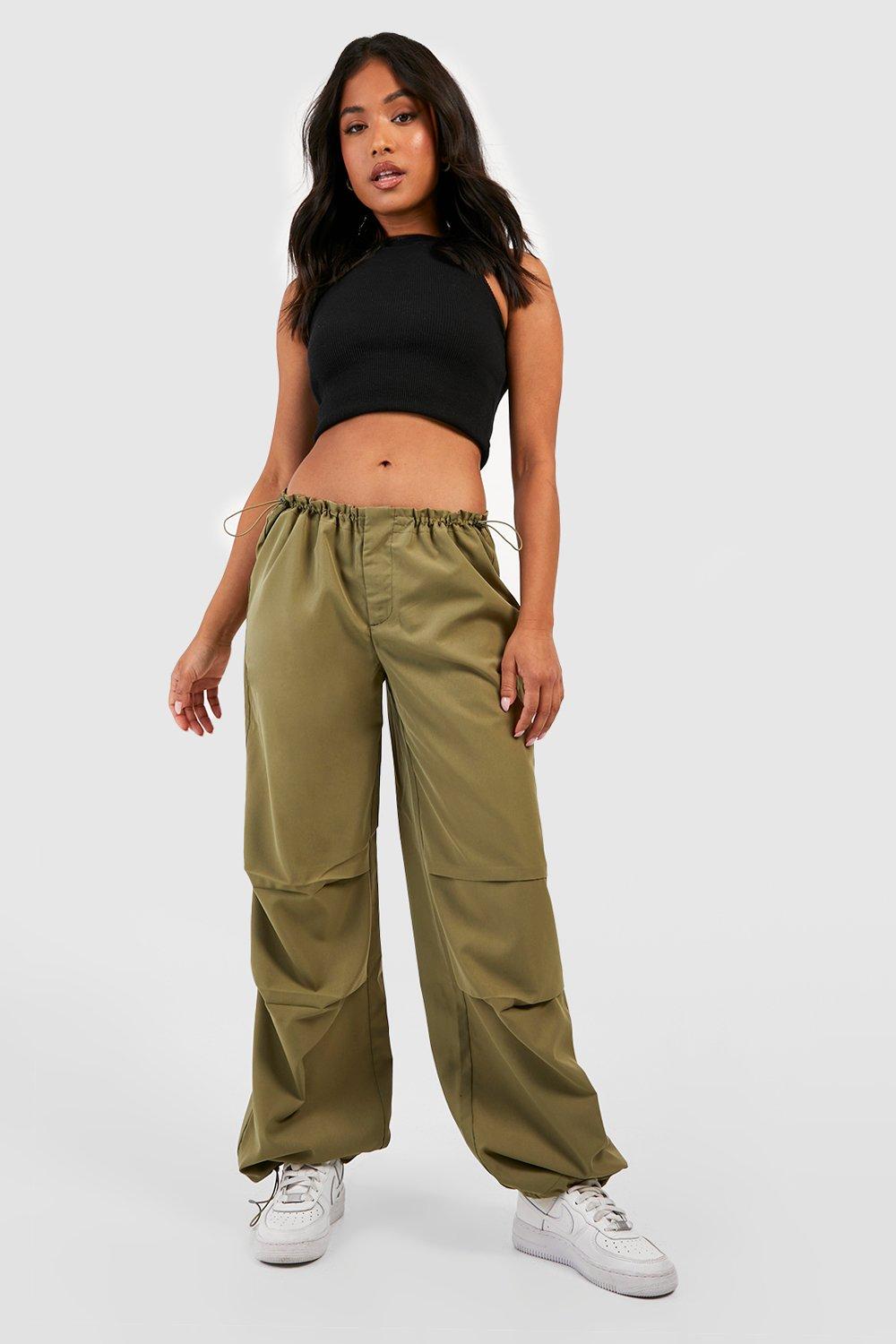 Women's Petite Low Rise Elasticated Waist Parachute Trouser