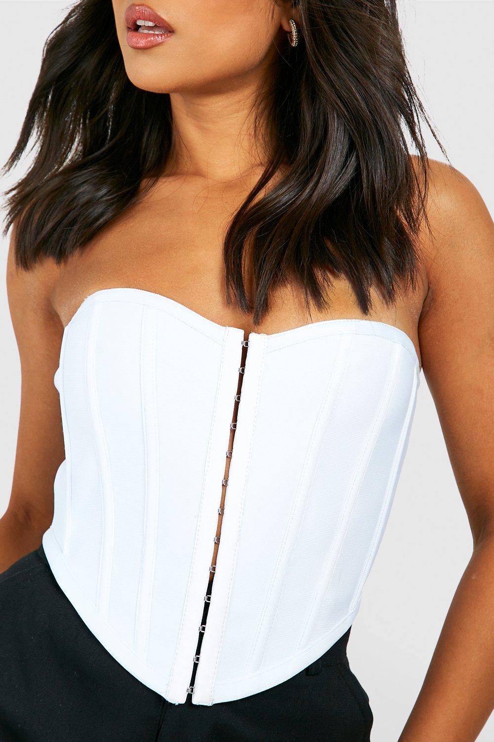 Petite Bandage Hook And Eye Bandeau Corset Top