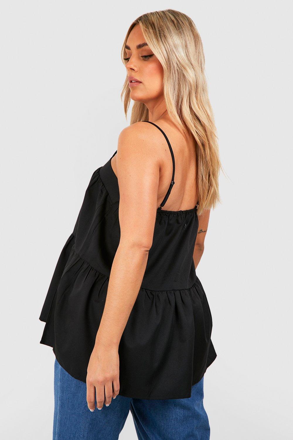Plus Woven Square Neck Teired Cami Top