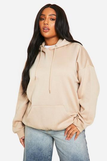 Plus Oversized Basic Hoodie taupe