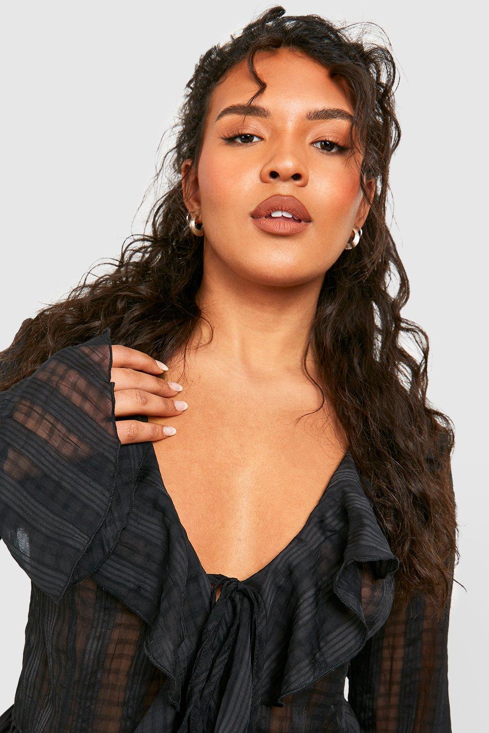 boohoo black blouse