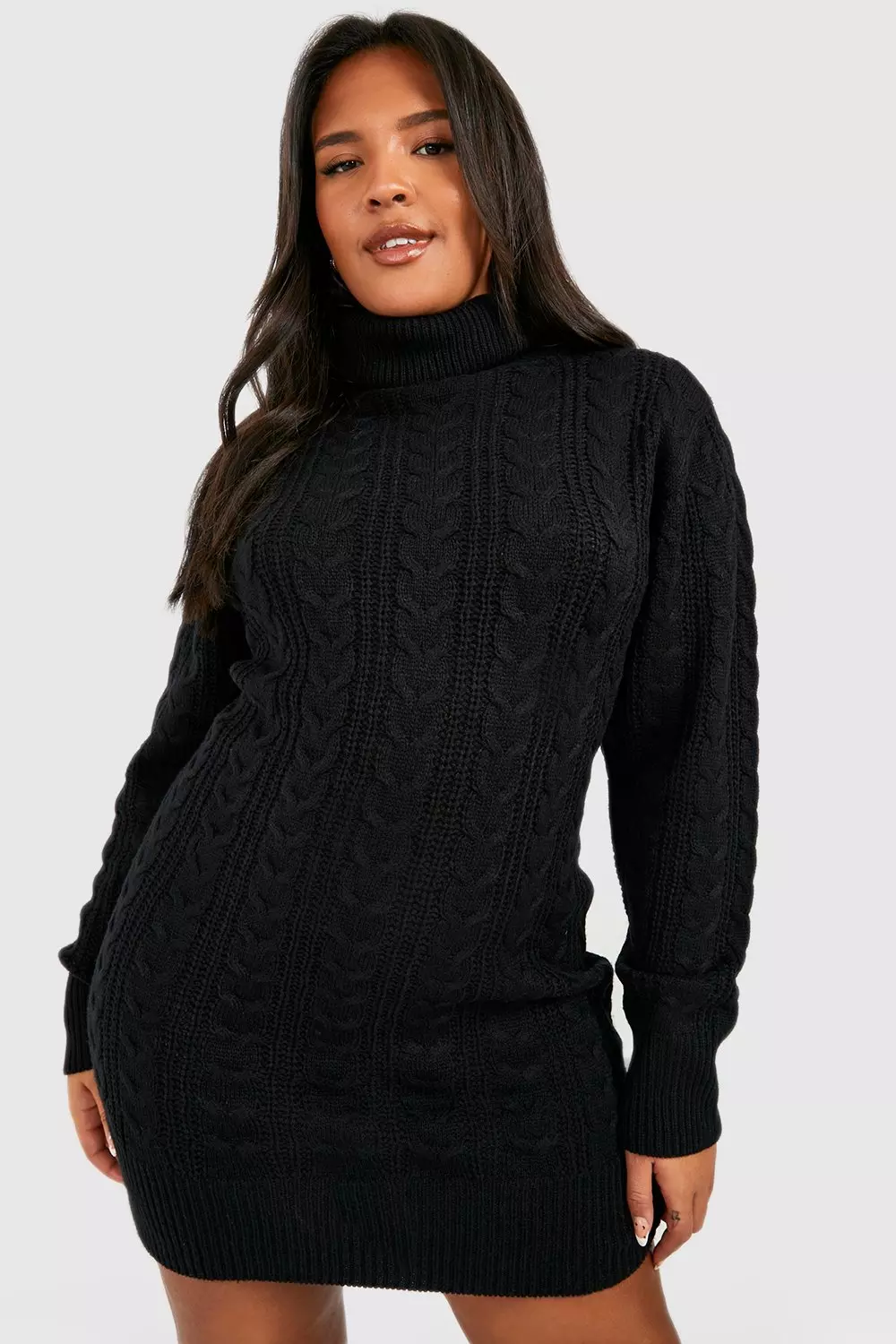 Black cable knit store jumper dress