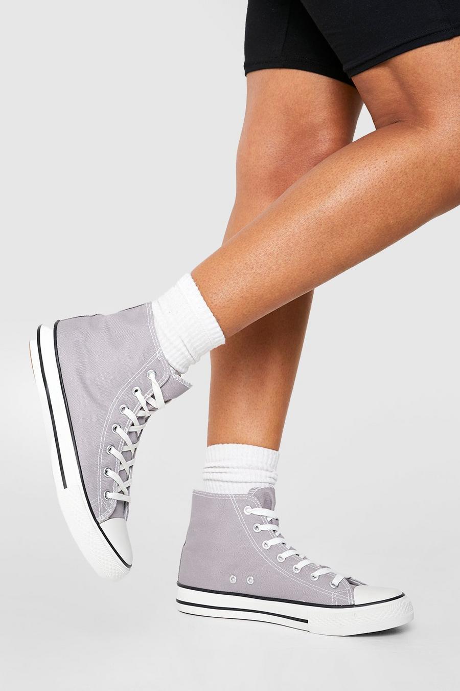 Grey Canvas High Top Sneakers image number 1