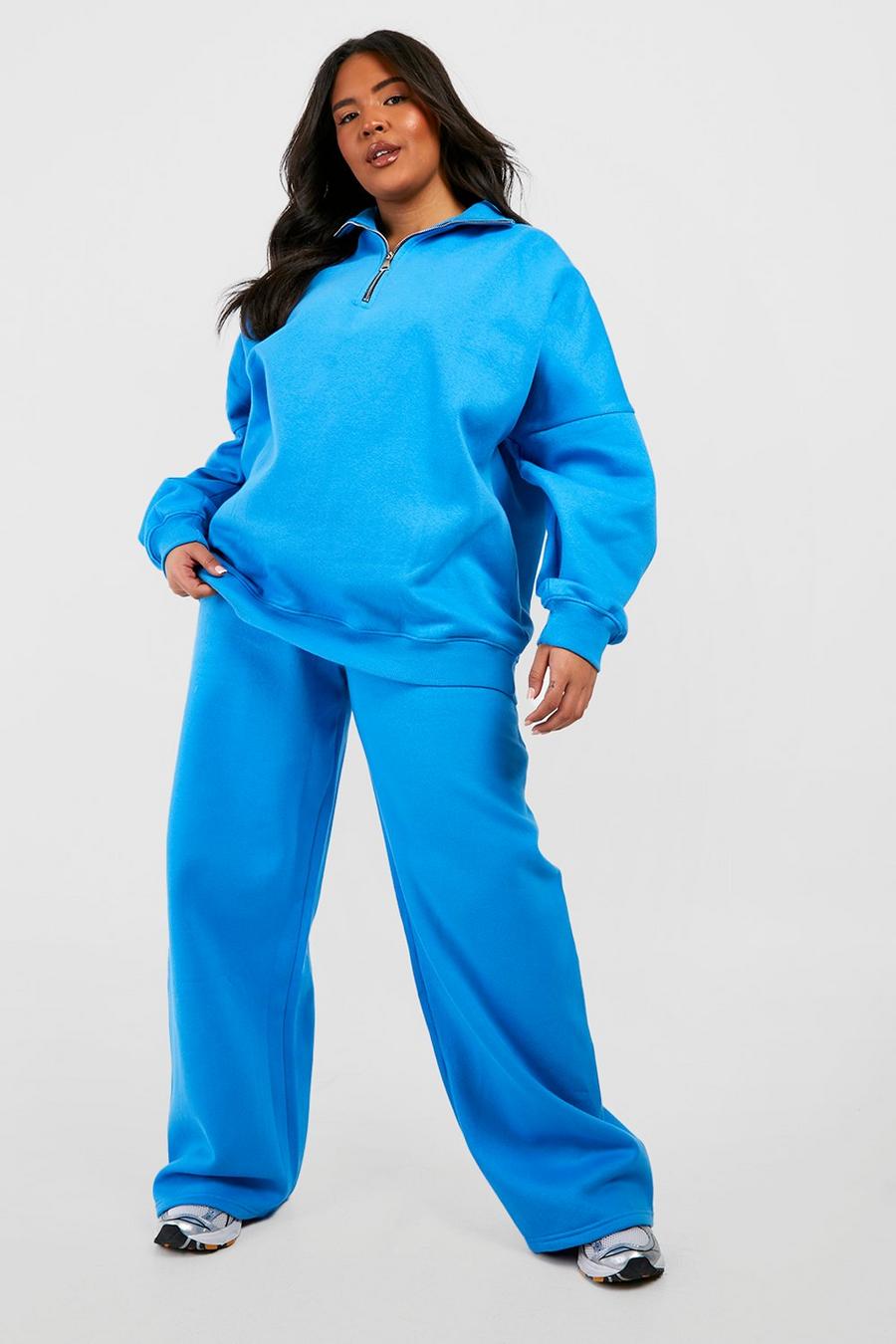 BLUE Oversized hoodie and wide leg joggers set