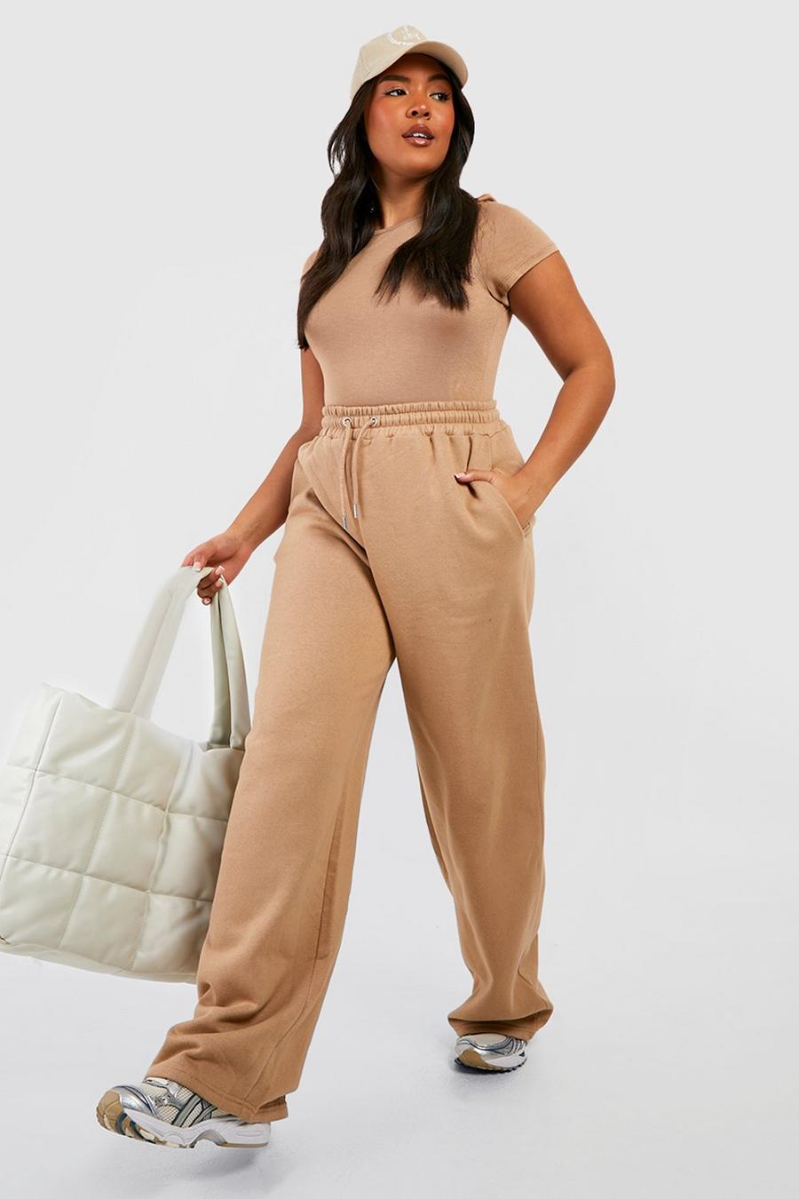Taupe Plus Wide Leg Jogger image number 1