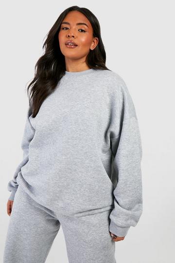 Grey Plus Oversized Basic Sweatshirt