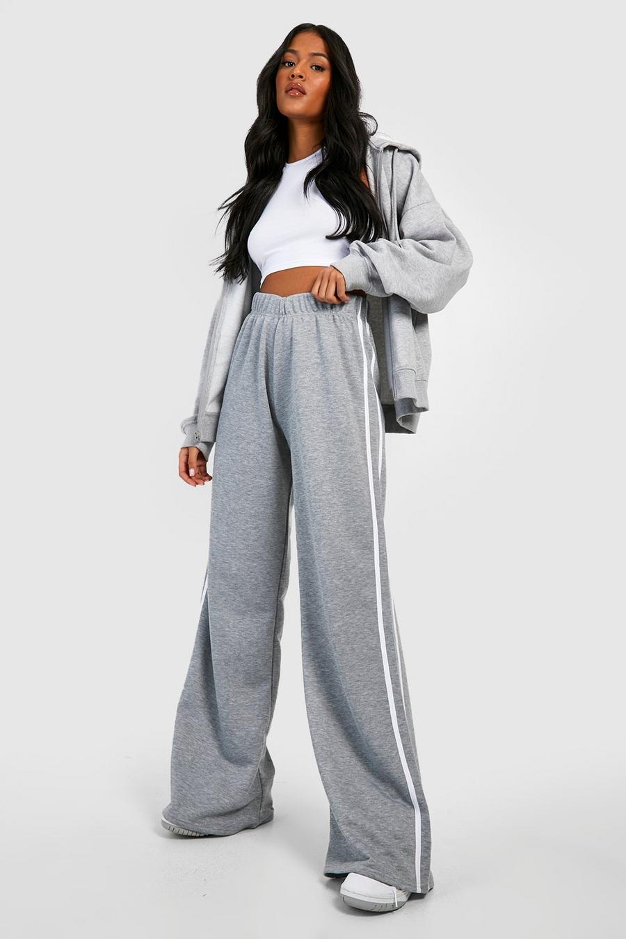 Pantalón deportivo Tall ancho con línea lateral, Grey grigio