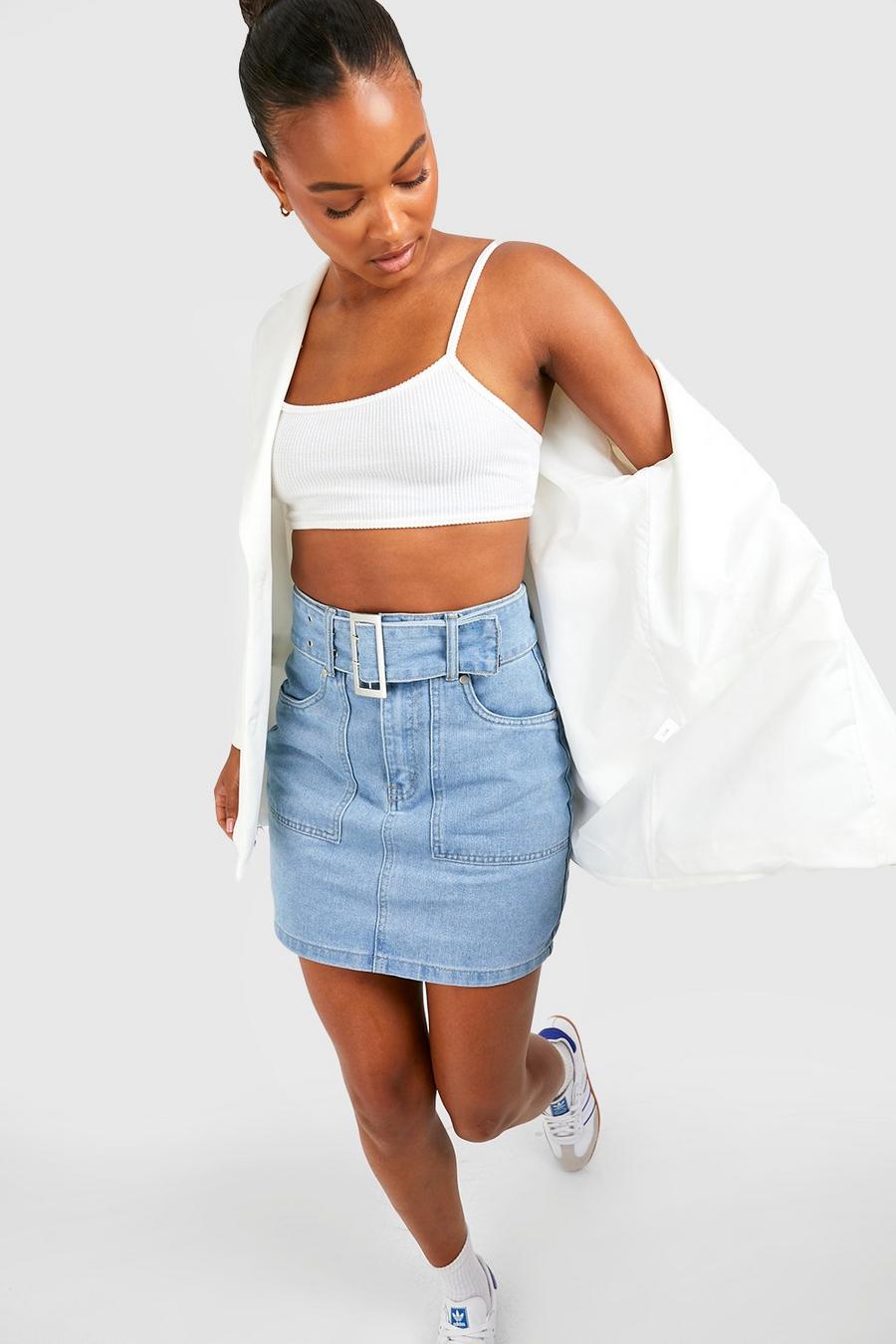 Light wash Tall Cargo Belted Mini Skirt image number 1