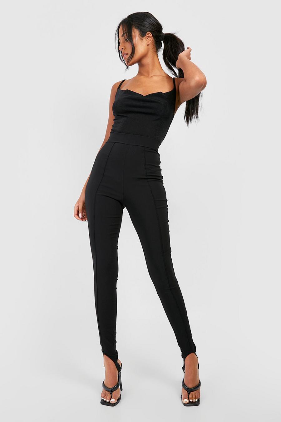 Black nero Tall Super Stretch Seam Front Stirrup Skinny Trousers image number 1