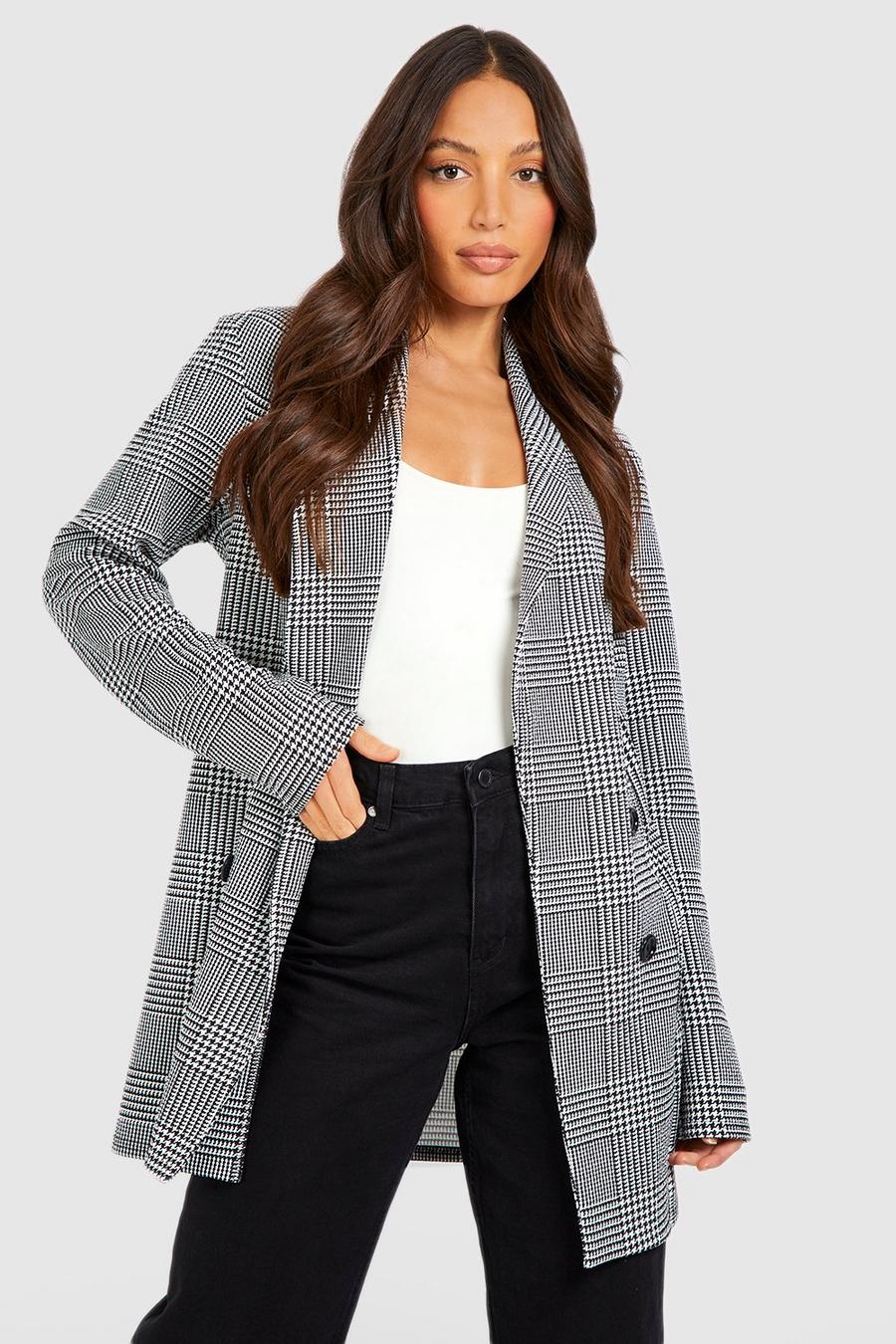 Black negro Tall Basic Jersey Check Relaxed Fit Blazer