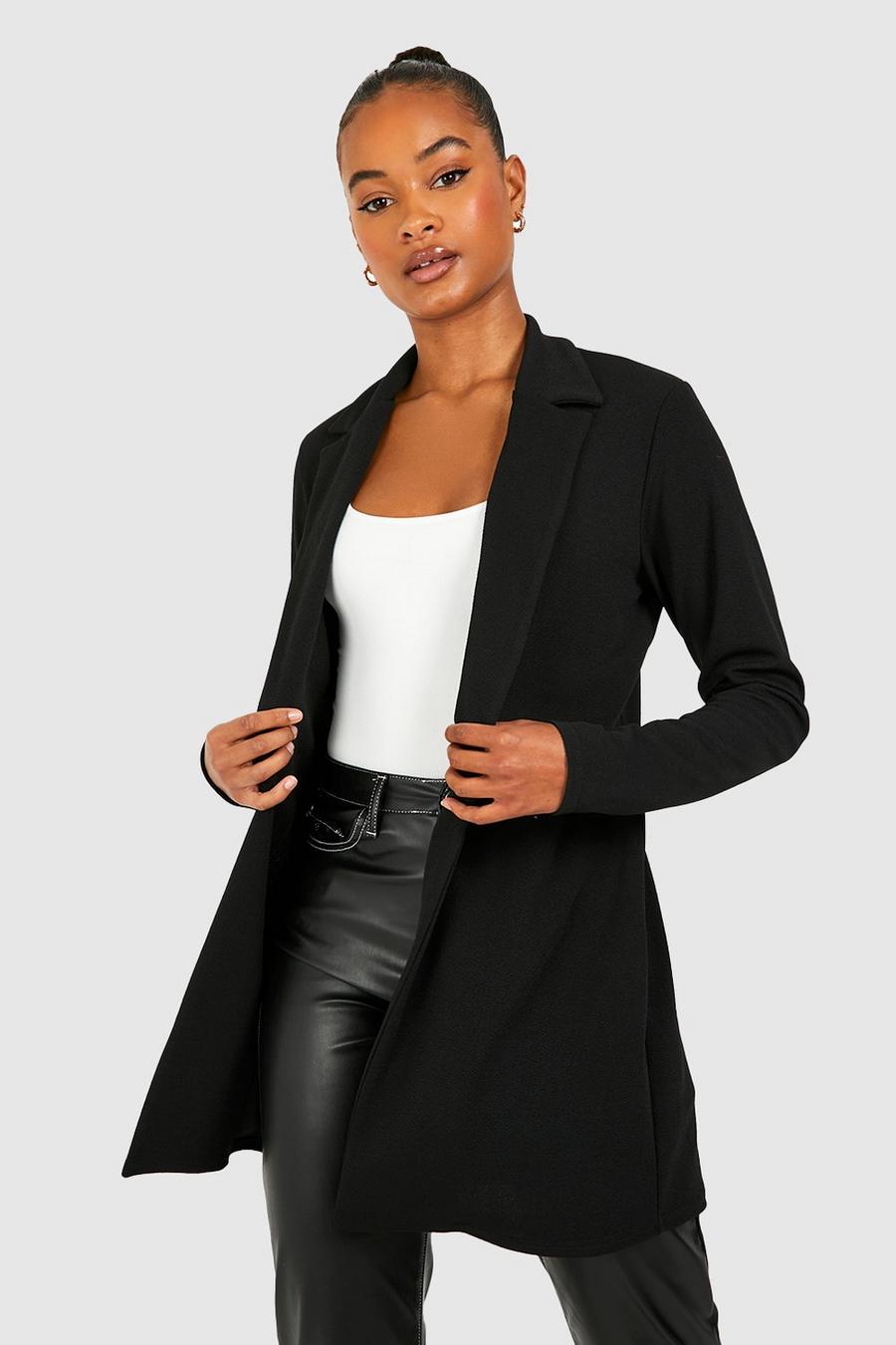 Black Tall Basic Jersey Fitted Longline Blazer image number 1