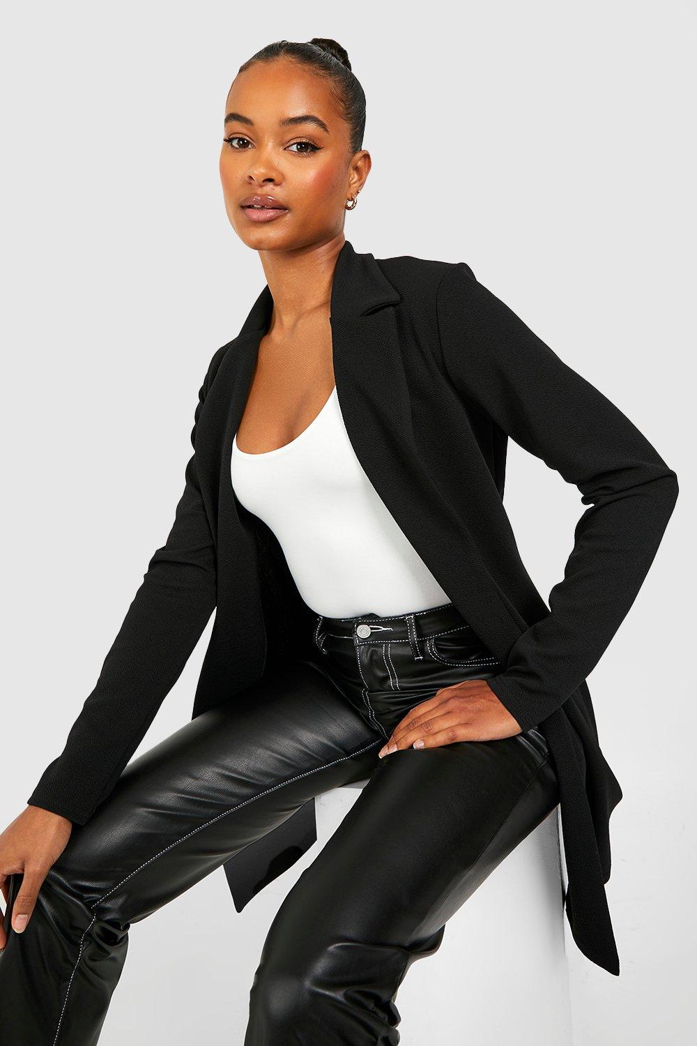 HSMQHJWE Womens Black Blazer Winter Casual Jacket Women Women Plus Size  Fashion Leather Jacket Long Sleeve Zipper Fitted Artificial Leather Coat  Fall